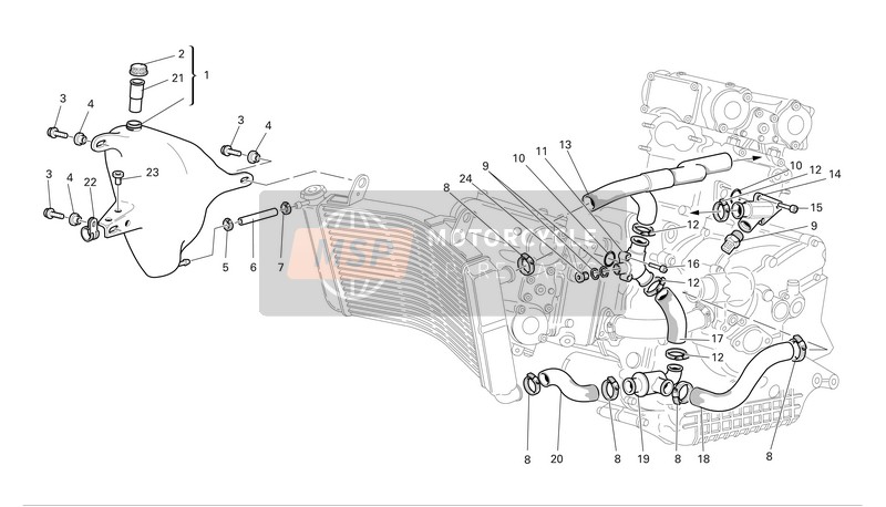 Ducati SPORTTOURING ST4 ABS Eu 2005 Cooling Circuit for a 2005 Ducati SPORTTOURING ST4 ABS Eu