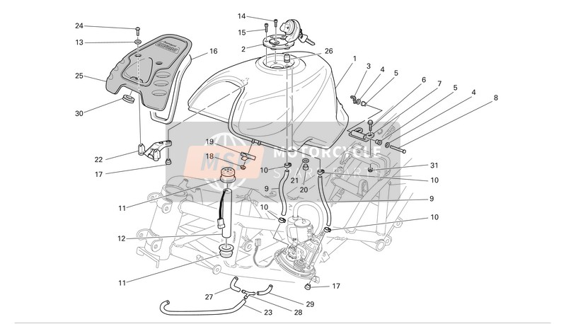 Ducati SPORTTOURING ST4 ABS Eu 2005 Serbatoio di carburante per un 2005 Ducati SPORTTOURING ST4 ABS Eu