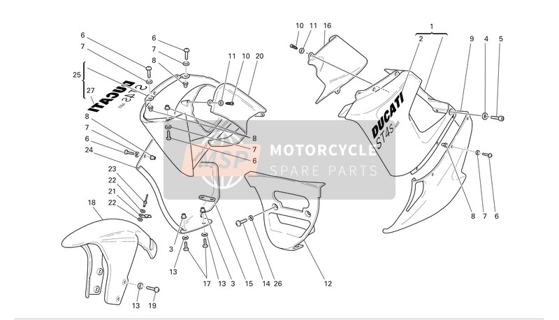 48011312BA, Right Upper HALF-FAIRING Red, Ducati, 0