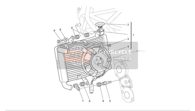 Ducati SPORTTOURING ST4 ABS Usa 2005 Ensemble de radiateur à eau pour un 2005 Ducati SPORTTOURING ST4 ABS Usa