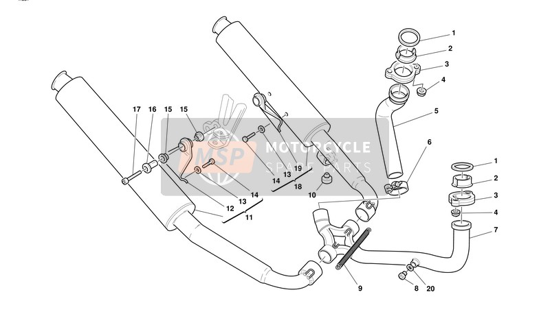 Ducati ST SPORT TOURING 2 Eu 2001 Exhaust System for a 2001 Ducati ST SPORT TOURING 2 Eu