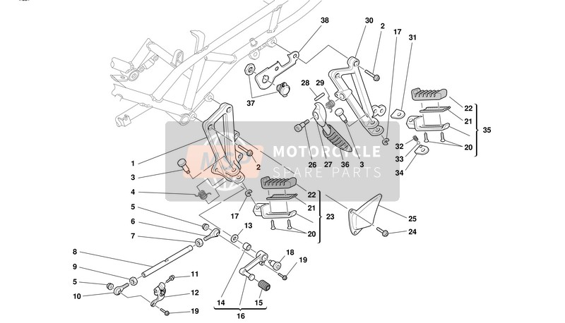 Ducati ST SPORT TOURING 2 Eu 2001 L.H. Repose-pieds pour un 2001 Ducati ST SPORT TOURING 2 Eu