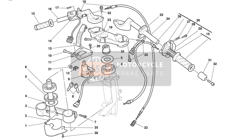 Ducati ST SPORT TOURING 2 Eu 2001 Guidon et commandes pour un 2001 Ducati ST SPORT TOURING 2 Eu