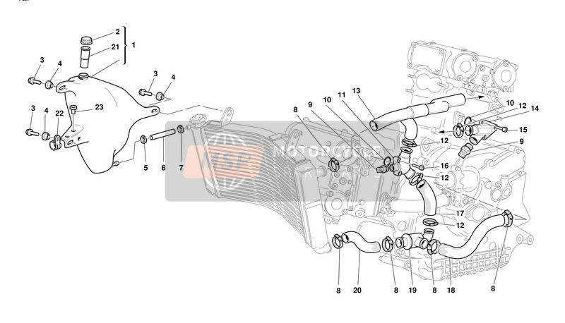 Ducati ST SPORT TOURING 4 Eu 2001 KÜHLKREISLAUF für ein 2001 Ducati ST SPORT TOURING 4 Eu