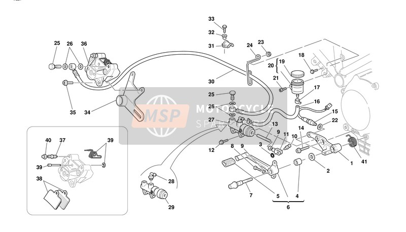 Ducati ST SPORT TOURING 4 Eu 2001 Hydraulische achterrem voor een 2001 Ducati ST SPORT TOURING 4 Eu