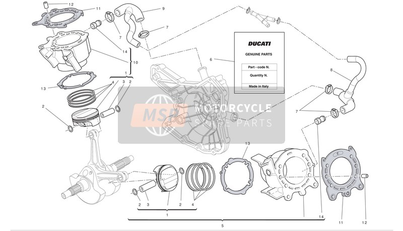 80011743A, Manchon Entree Eau Cylindre Horizontal, Ducati, 0