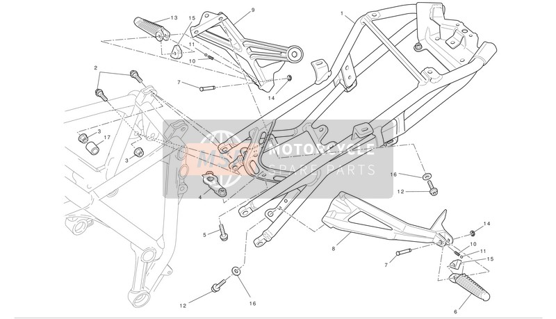 82411571A, Support REPOSE-PIEDS Arriere Droit, Ducati, 0