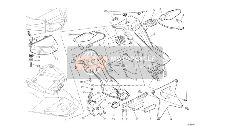 Ducati STREETFIGHTER 1098 S EU 2013 Feu Arrière pour un 2013 Ducati STREETFIGHTER 1098 S EU