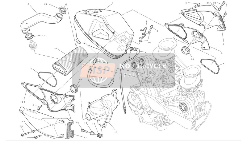 Ducati STREETFIGHTER 1098 S Usa 2012 Air Intake - Oil Breather for a 2012 Ducati STREETFIGHTER 1098 S Usa