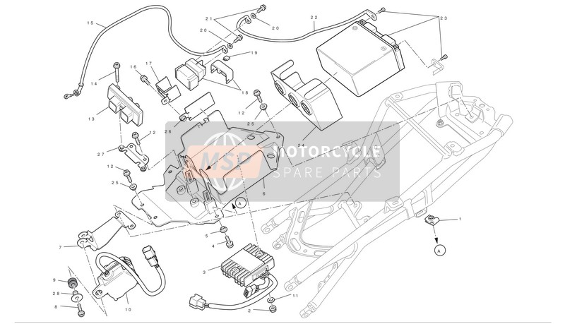 Ducati STREETFIGHTER 1098 S Usa 2012 Supporto batteria per un 2012 Ducati STREETFIGHTER 1098 S Usa