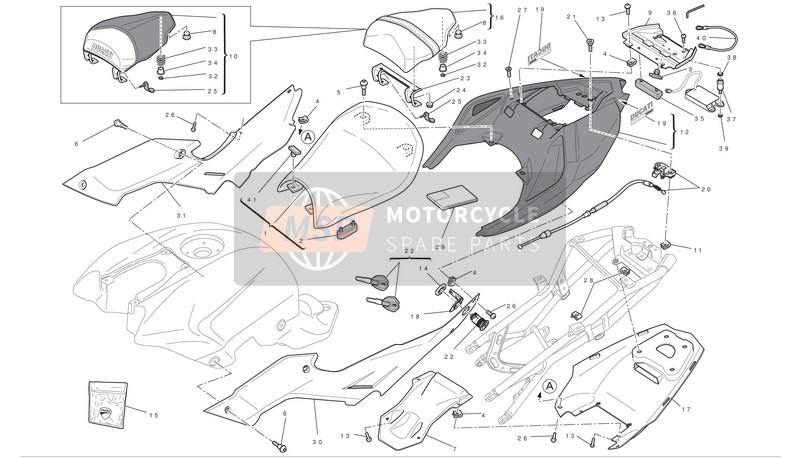 Ducati STREETFIGHTER 1098 S Usa 2012 Asiento para un 2012 Ducati STREETFIGHTER 1098 S Usa