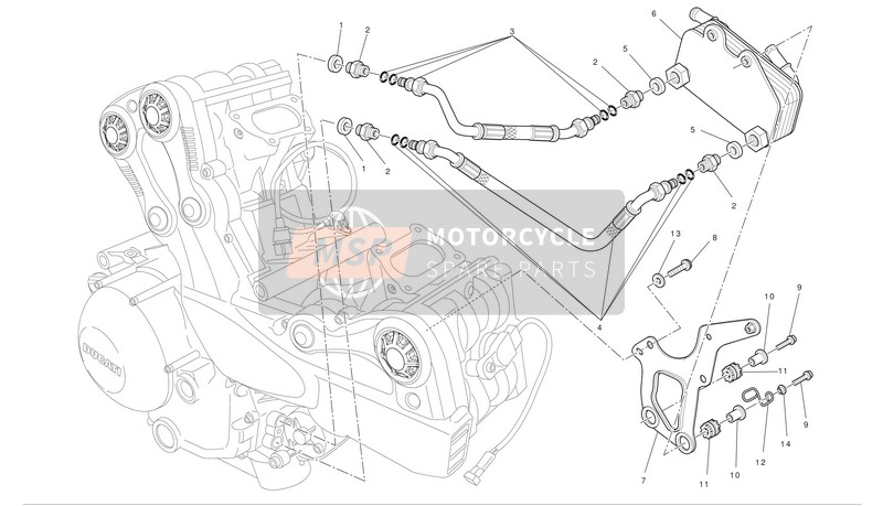 Ducati STREETFIGHTER 848 Eu 2012 Intercambiador de calor para un 2012 Ducati STREETFIGHTER 848 Eu