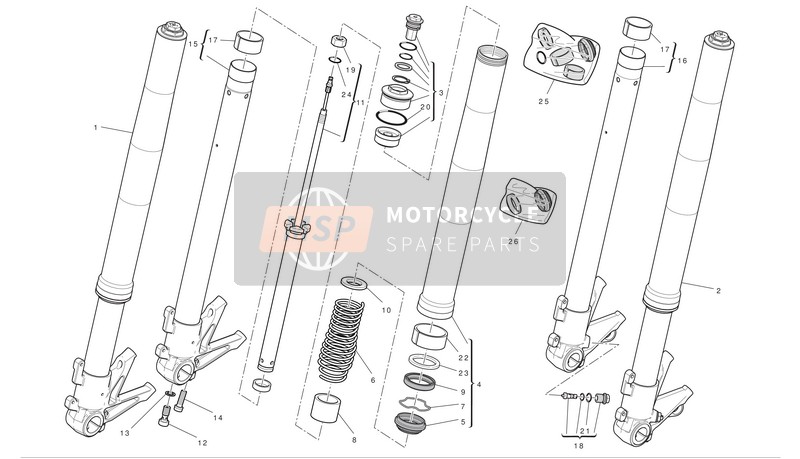 Ducati STREETFIGHTER 848 Eu 2012 FRONT FORK(JKAZX900CDA032421&SIM;) für ein 2012 Ducati STREETFIGHTER 848 Eu