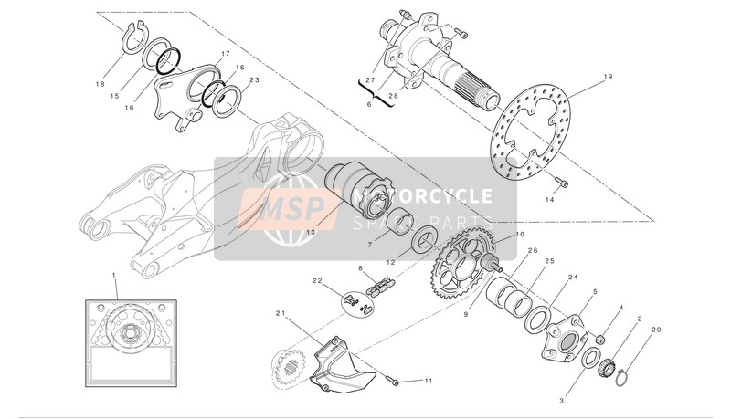 Ducati STREETFIGHTER 848 Eu 2012 Essieu de roue arrière pour un 2012 Ducati STREETFIGHTER 848 Eu