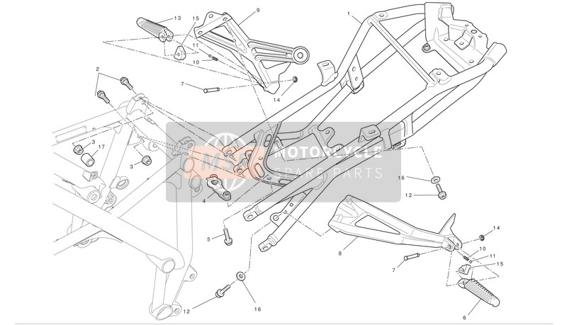 Ducati STREETFIGHTER 848 Eu 2012 Rear Subframe for a 2012 Ducati STREETFIGHTER 848 Eu