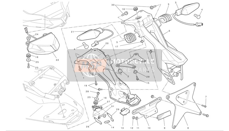 Ducati STREETFIGHTER 848 Eu 2012 Kentekenplaathouder voor een 2012 Ducati STREETFIGHTER 848 Eu