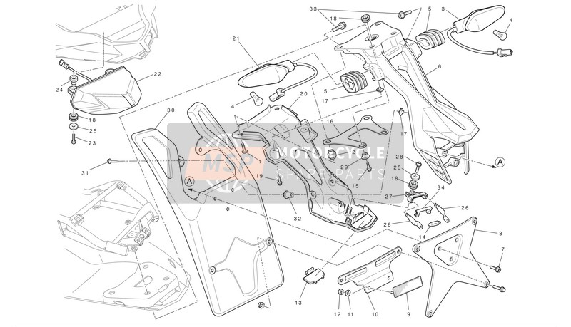 Ducati STREETFIGHTER 848 Eu 2012 Soporte de matrícula - (aus) para un 2012 Ducati STREETFIGHTER 848 Eu