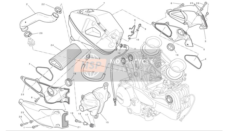 Ducati STREETFIGHTER 848 Eu 2012 Prise d'air - Reniflard d'huile pour un 2012 Ducati STREETFIGHTER 848 Eu