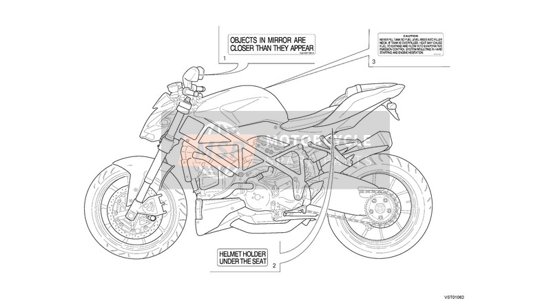 Ducati STREETFIGHTER 848 Eu 2013 Label, Warning for a 2013 Ducati STREETFIGHTER 848 Eu