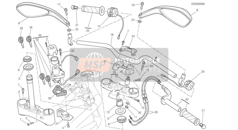 Ducati STREETFIGHTER 848 Eu 2015 Handlebar for a 2015 Ducati STREETFIGHTER 848 Eu