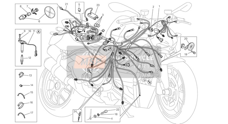 Ducati STREETFIGHTER 848 Eu 2015 Faisceau de câblage pour un 2015 Ducati STREETFIGHTER 848 Eu