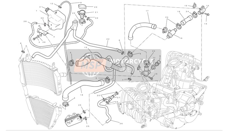 Ducati STREETFIGHTER 848 USA 2012 Sistema de refrigeración para un 2012 Ducati STREETFIGHTER 848 USA