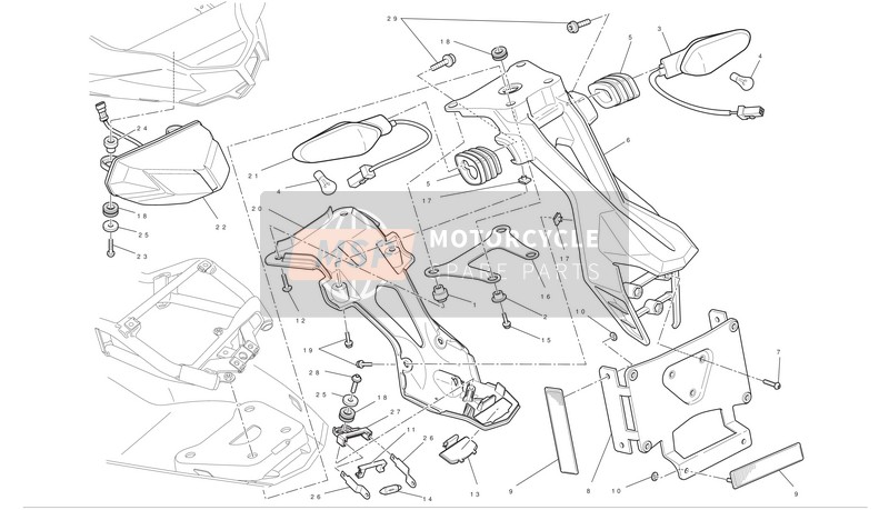 Ducati STREETFIGHTER 848 USA 2012 Kentekenplaathouder voor een 2012 Ducati STREETFIGHTER 848 USA