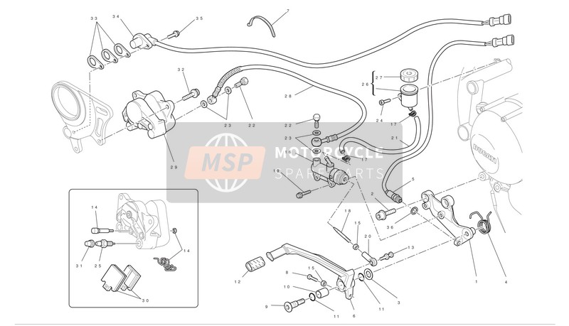 Ducati STREETFIGHTER 848 USA 2012 Rear Brake for a 2012 Ducati STREETFIGHTER 848 USA