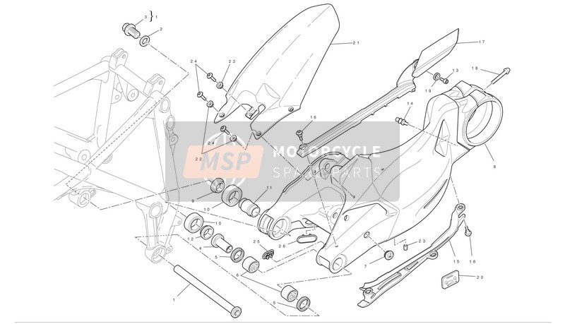 Ducati STREETFIGHTER 848 USA 2012 Braccio oscillante per un 2012 Ducati STREETFIGHTER 848 USA