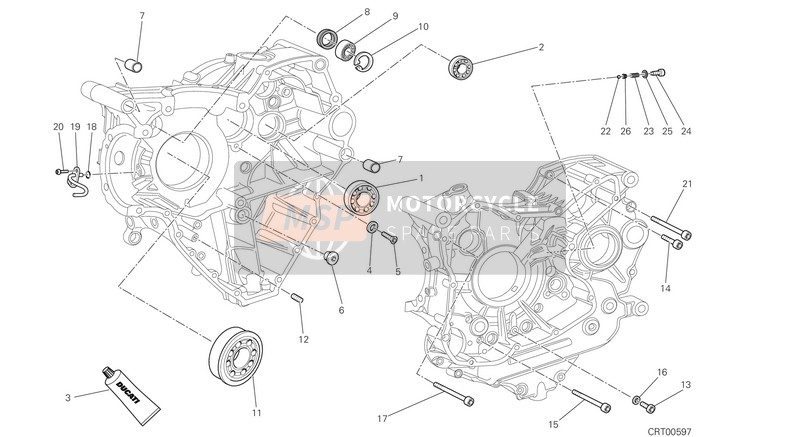 Ducati STREETFIGHTER 848 USA 2015 Cojinetes del cárter para un 2015 Ducati STREETFIGHTER 848 USA