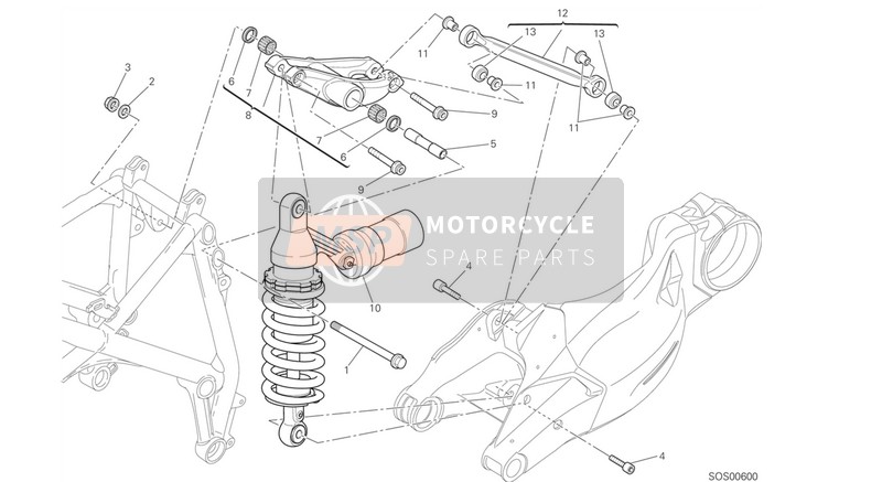 Ducati STREETFIGHTER 848 USA 2015 Amortiguador trasero para un 2015 Ducati STREETFIGHTER 848 USA