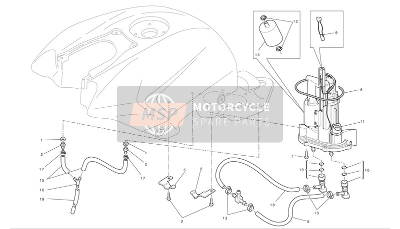 Ducati STREETFIGHTER Eu 2010 Sistema di alimentazione carburante per un 2010 Ducati STREETFIGHTER Eu