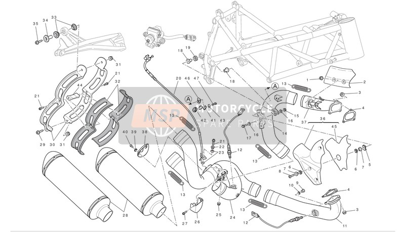 Ducati STREETFIGHTER Eu 2011 Impianto di scarico per un 2011 Ducati STREETFIGHTER Eu