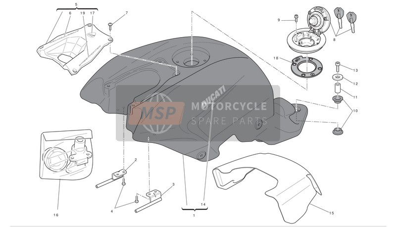 Ducati STREETFIGHTER Eu 2011 Serbatoio di carburante per un 2011 Ducati STREETFIGHTER Eu