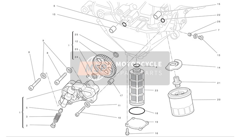 Ducati STREETFIGHTER S Eu 2010 Filtri e pompa dell'olio per un 2010 Ducati STREETFIGHTER S Eu