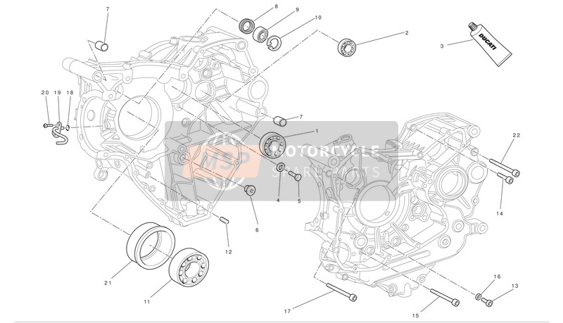 Ducati STREETFIGHTER S Eu 2010 Mitades del cárter 1 para un 2010 Ducati STREETFIGHTER S Eu