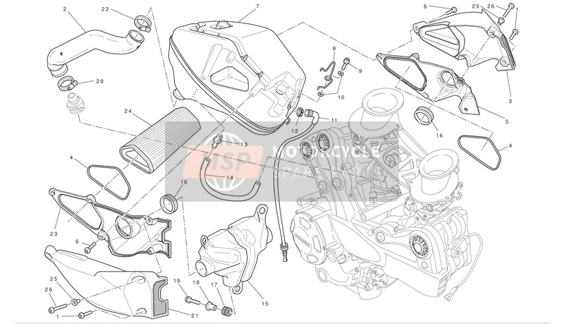 Ducati STREETFIGHTER S Eu 2010 Prise d'air - Reniflard d'huile pour un 2010 Ducati STREETFIGHTER S Eu