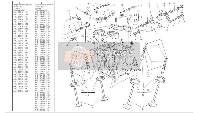 Ducati STREETFIGHTER S Eu 2011 Cabeza de cilindro vertical para un 2011 Ducati STREETFIGHTER S Eu