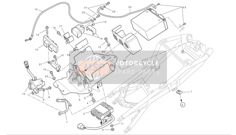 Ducati STREETFIGHTER S Eu 2011 Accu Ondersteuning voor een 2011 Ducati STREETFIGHTER S Eu