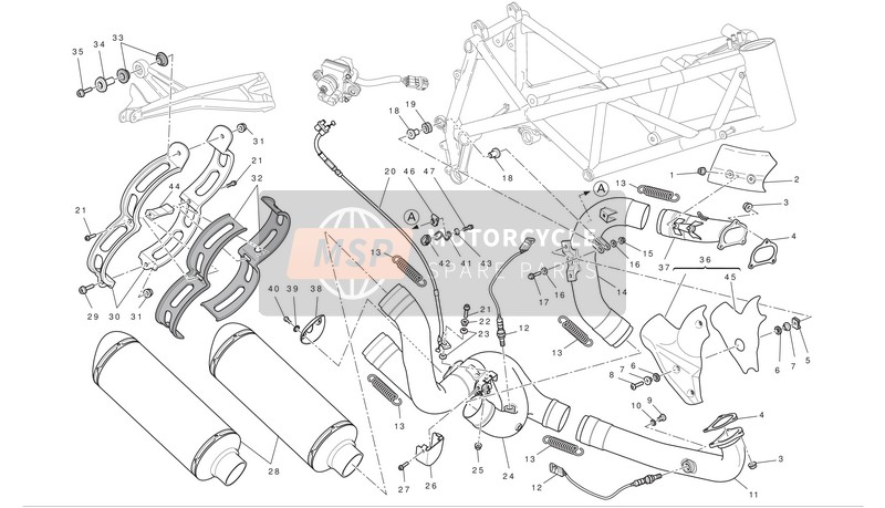 Ducati STREETFIGHTER S Eu 2011 Exhaust System for a 2011 Ducati STREETFIGHTER S Eu