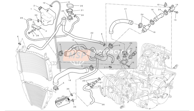 Ducati STREETFIGHTER S Eu 2011 Sistema de refrigeración para un 2011 Ducati STREETFIGHTER S Eu