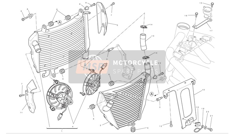 Ducati STREETFIGHTER S Usa 2010 Radiator voor een 2010 Ducati STREETFIGHTER S Usa