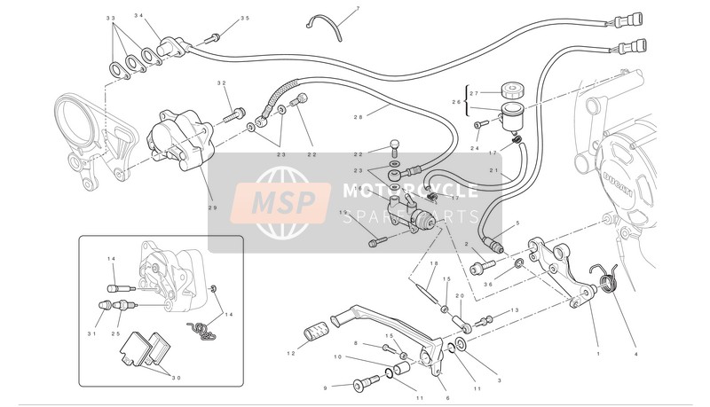 Ducati STREETFIGHTER S Usa 2010 Freno posteriore per un 2010 Ducati STREETFIGHTER S Usa