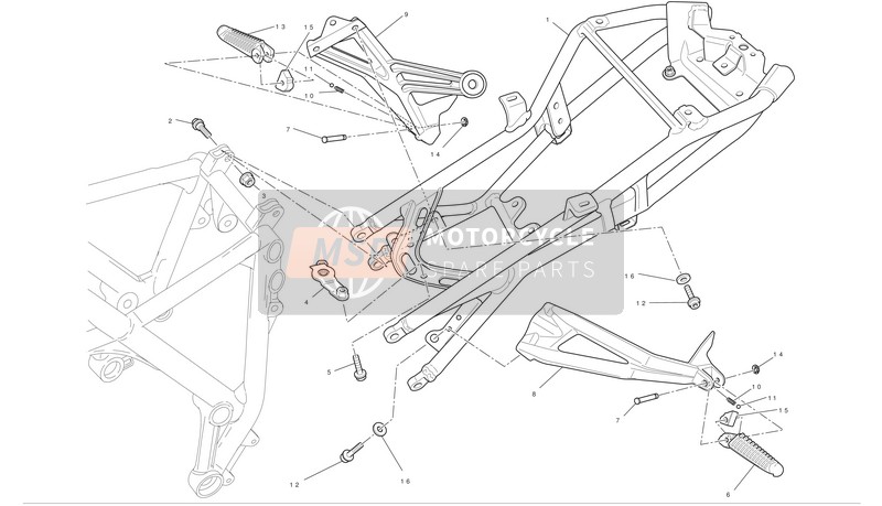 Ducati STREETFIGHTER S Usa 2010 Subframe achter voor een 2010 Ducati STREETFIGHTER S Usa