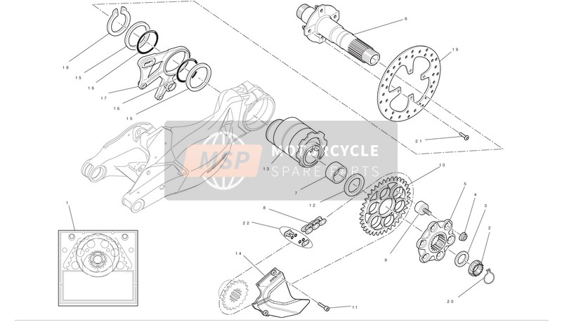 Ducati STREETFIGHTER S Usa 2010 Achterwielas voor een 2010 Ducati STREETFIGHTER S Usa