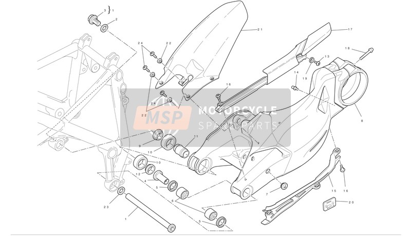 Ducati STREETFIGHTER S Usa 2010 Bras oscillant pour un 2010 Ducati STREETFIGHTER S Usa