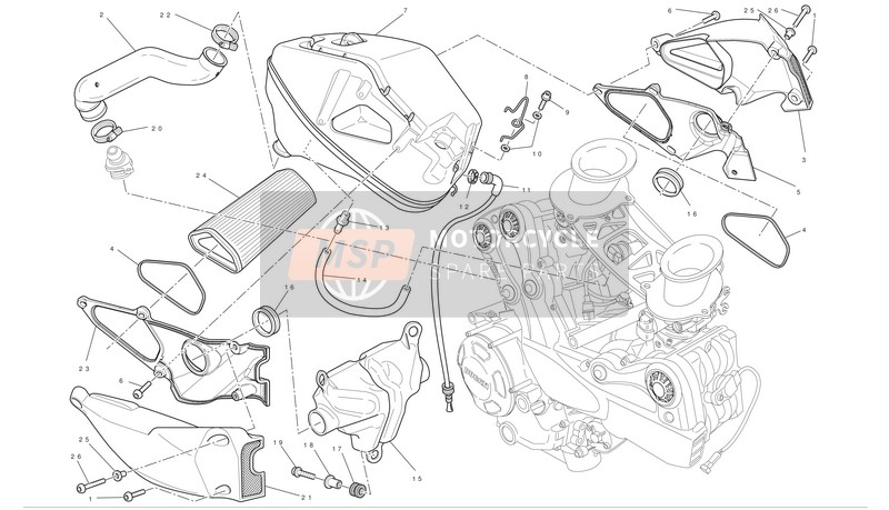 Ducati STREETFIGHTER S Usa 2011 Presa d'aria - Sfiato dell'olio per un 2011 Ducati STREETFIGHTER S Usa