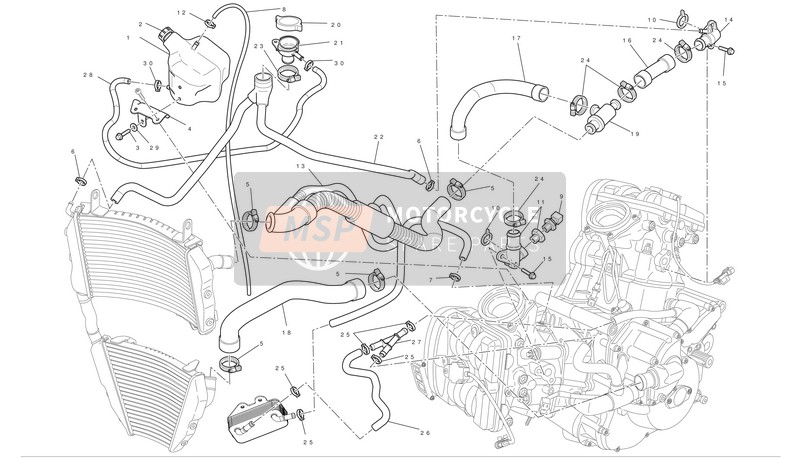 Ducati STREETFIGHTER S Usa 2011 Sistema de refrigeración para un 2011 Ducati STREETFIGHTER S Usa