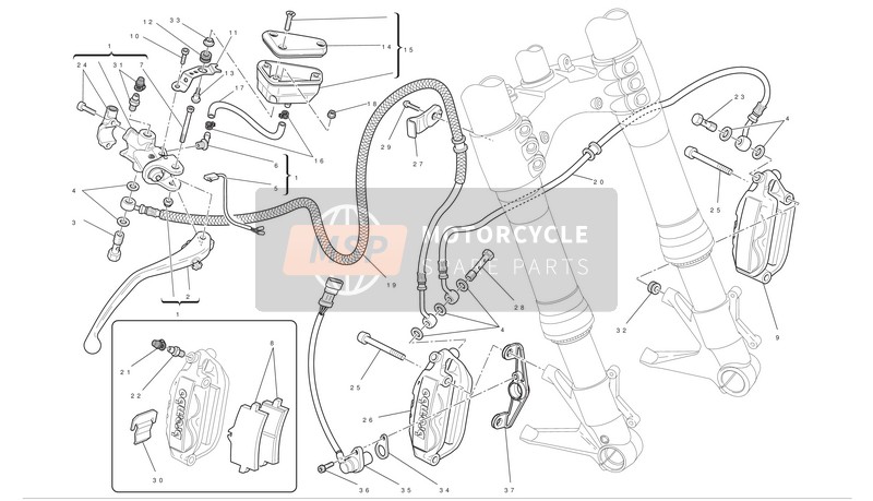 Ducati STREETFIGHTER S Usa 2011 Voor rem voor een 2011 Ducati STREETFIGHTER S Usa