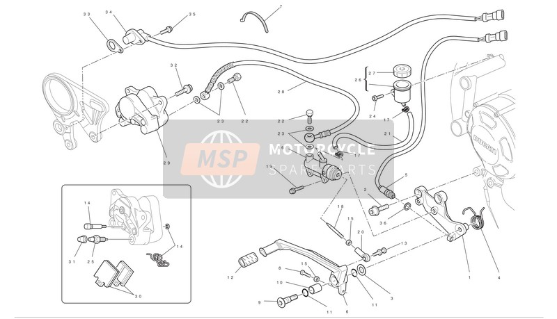 Ducati STREETFIGHTER Usa 2010 Frein arriere pour un 2010 Ducati STREETFIGHTER Usa